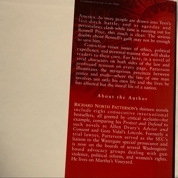 Conviction Vintage hardback book by bestselling author Richard North Patterson - Picture 3 of 4